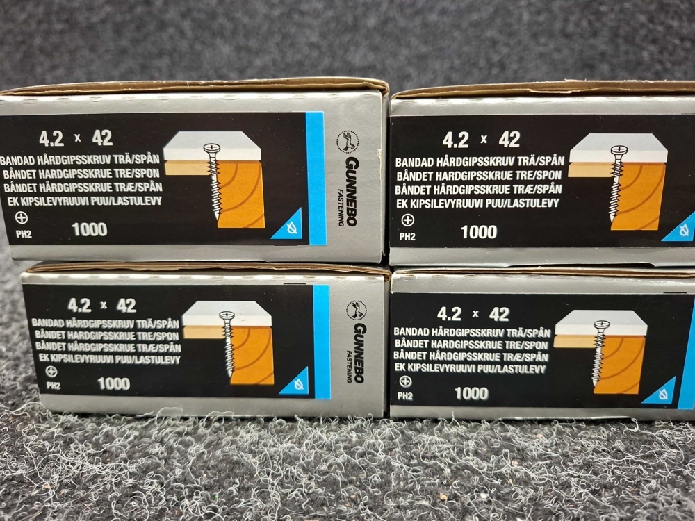 1581466-2 4000 pcs Banded Hard Plasterboard Screw Wood/Chip 4.2x42mm, Gunnebo