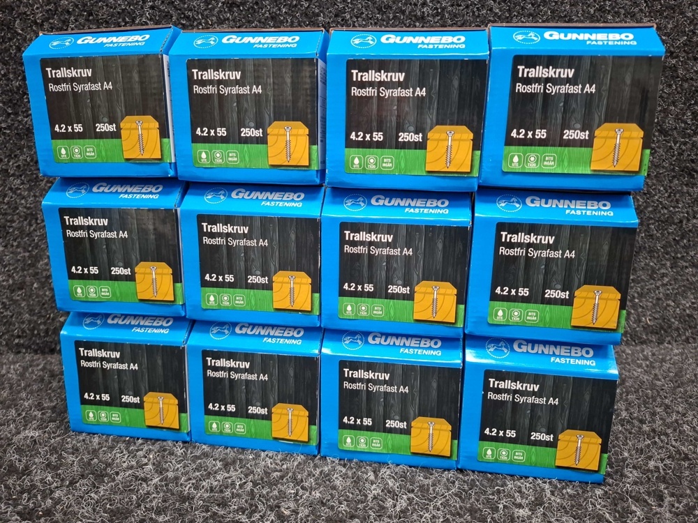 1580479-2 3000 pcs Decking Screws Stainless Steel Acid-resistant A4 4.2x55mm, Gunnebo