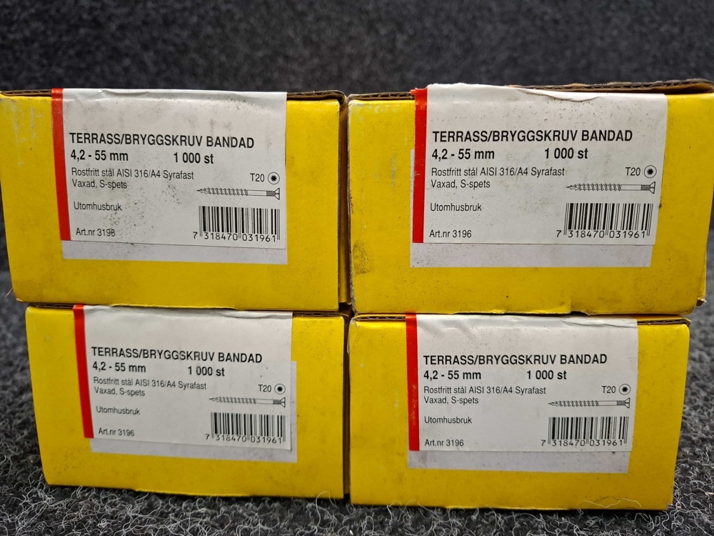 1581482-2 4000 pcs Banded Terrace/Bridge Screw 4.2x55mm, Gunnebo