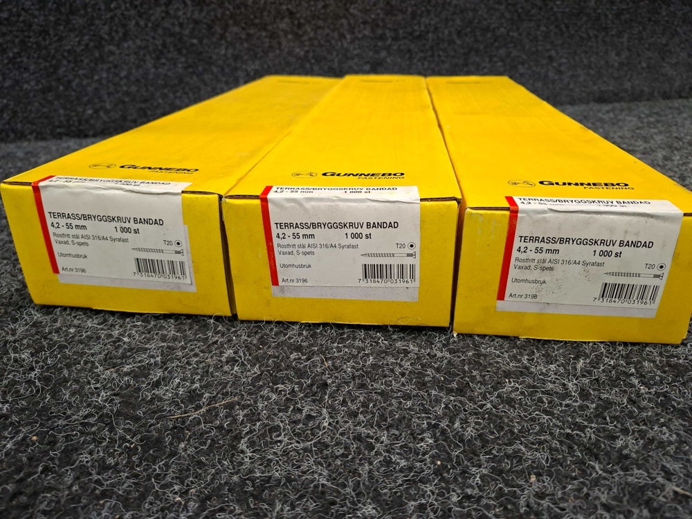 1581483-2 3000 st Bandad Terass/Bryggskruv 4.2x55mm, Gunnebo