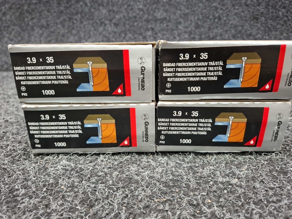 1581477-2 4000 pcs Banded Fiber Cement Screw Wood/Steel 3.9x35mm, Gunnebo