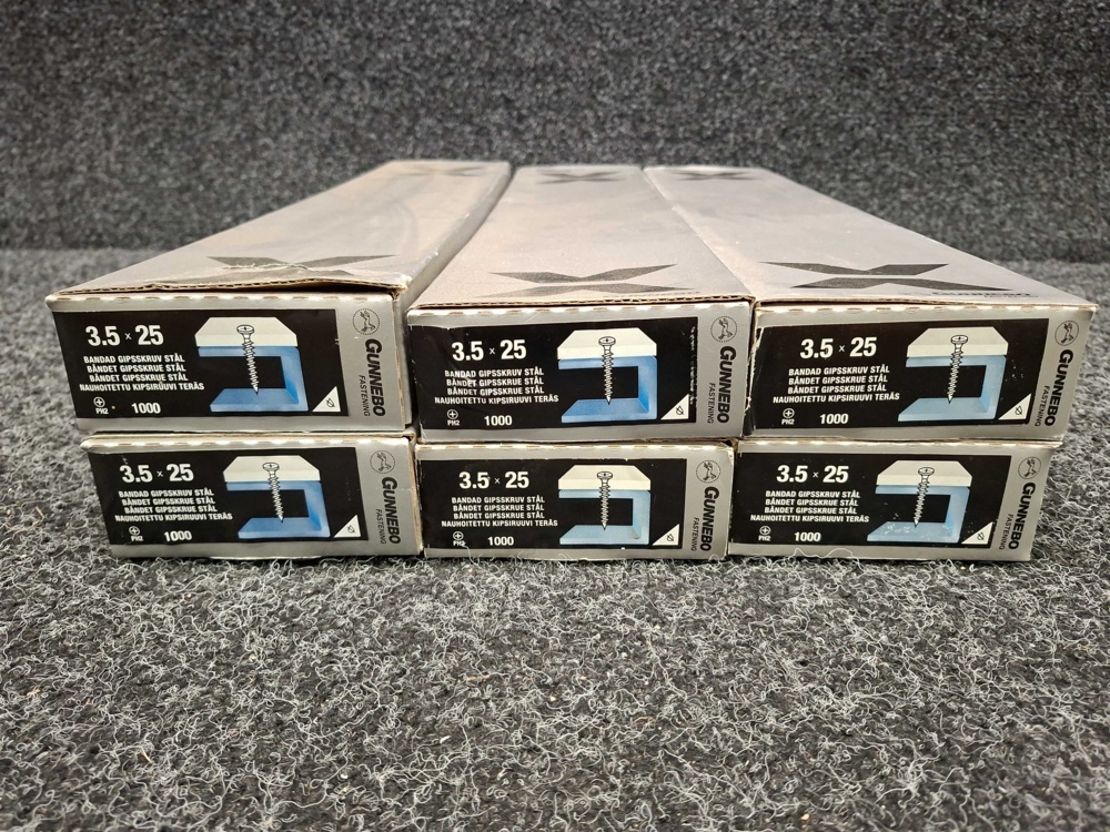 1581474-2 6000 st Bandad Gipsskruv Stål 3.5x25mm, Gunnebo