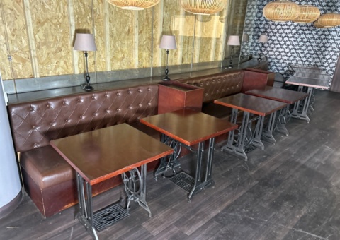 Restaurant furniture - 8 tables and 4 sofas in leather