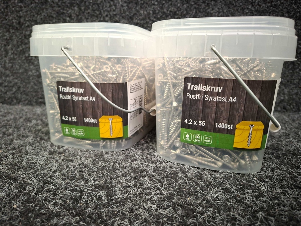 1581511-2 2800 pcs Decking Screws Stainless Acid-resistant 4.2x55mm, Gunnebo