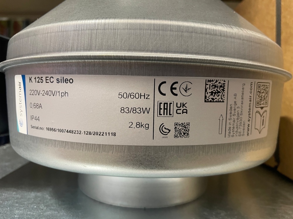 1581686-2 Kanalfläkt EC-motor - 1 st - Ø125 mm