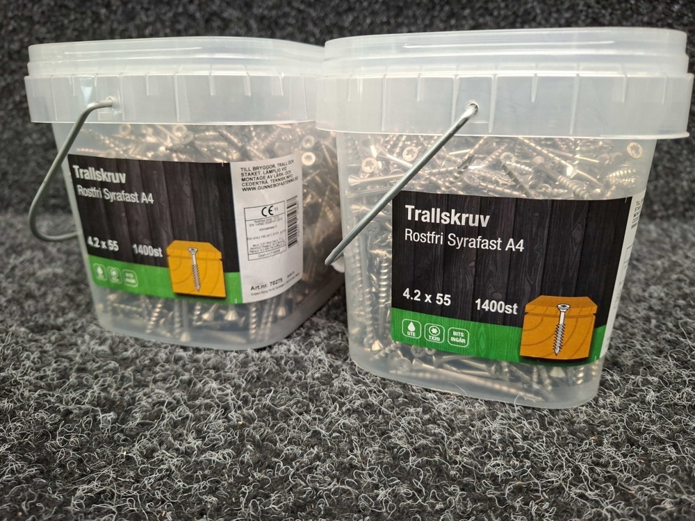 1581527-2 2800 pcs Decking Screws Stainless Acid-resistant 4.2x55mm, Gunnebo