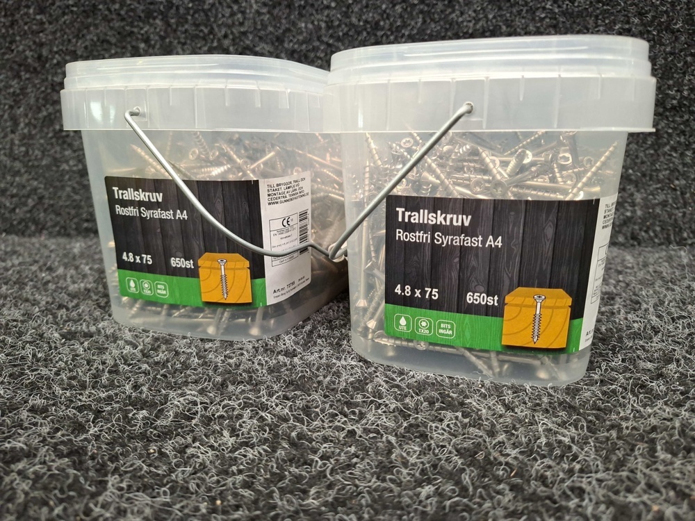 1581553-2 1300 pcs Decking Screws Stainless Steel Acid-resistant A4 4.8x75mm, Gunnebo