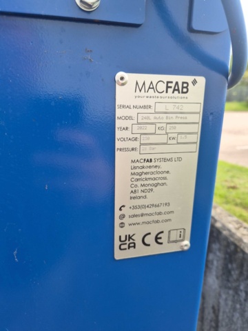 1582545-6 Waste compactor for 240 L containers - MACFAB, 230 V, 1.5 kW