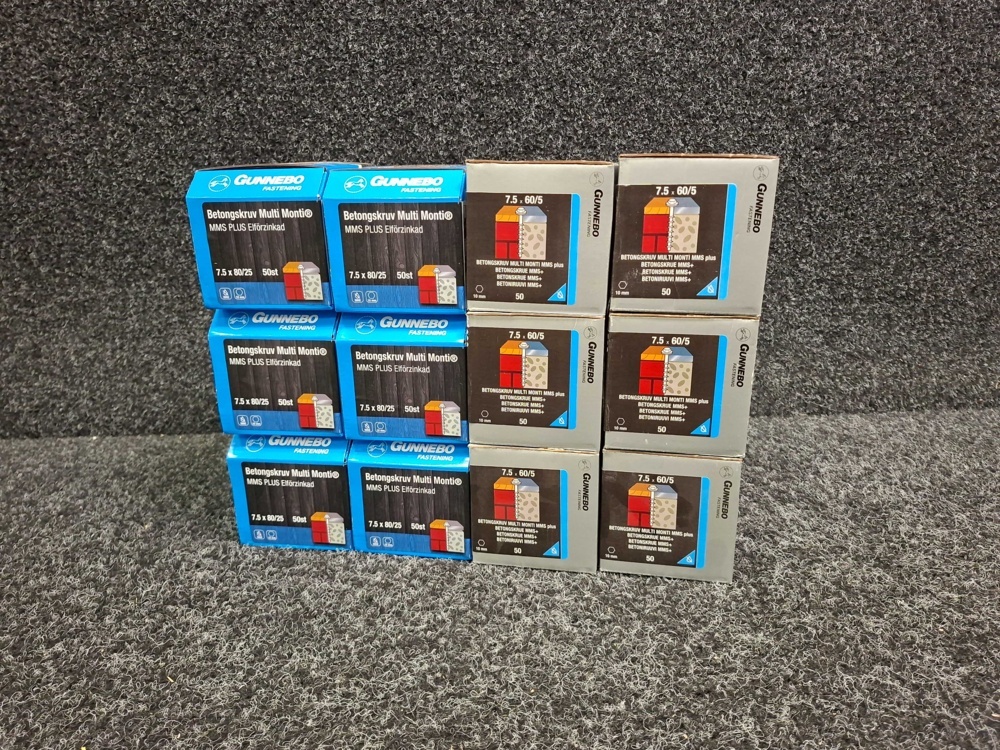 1581576-1 600 pcs Concrete screw Multi Monti 7.5x80/25 & 7.5x60/5, Gunnebo