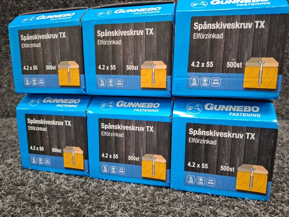 1581578-2 3000 st Spånskiveskruv TX 4.2x55mm, Gunnebo