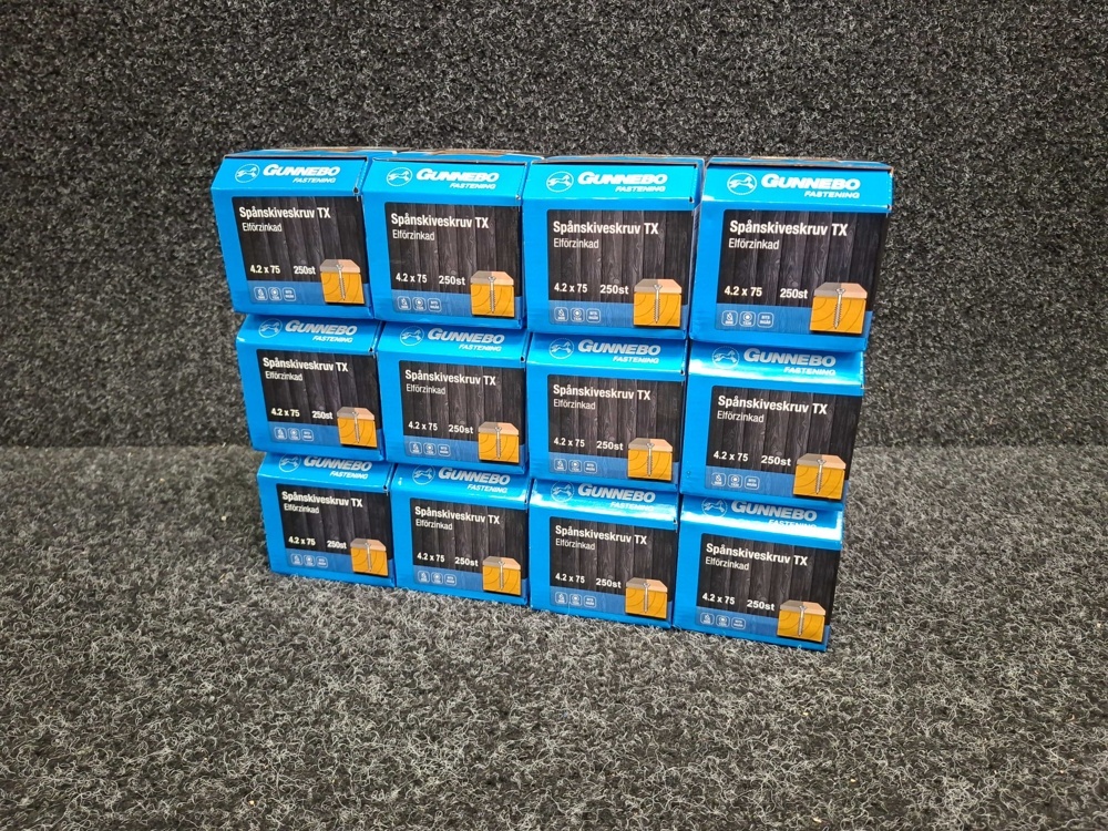 1581579-1 3000 pcs Chipboard screws TX 4.2x75mm, Gunnebo
