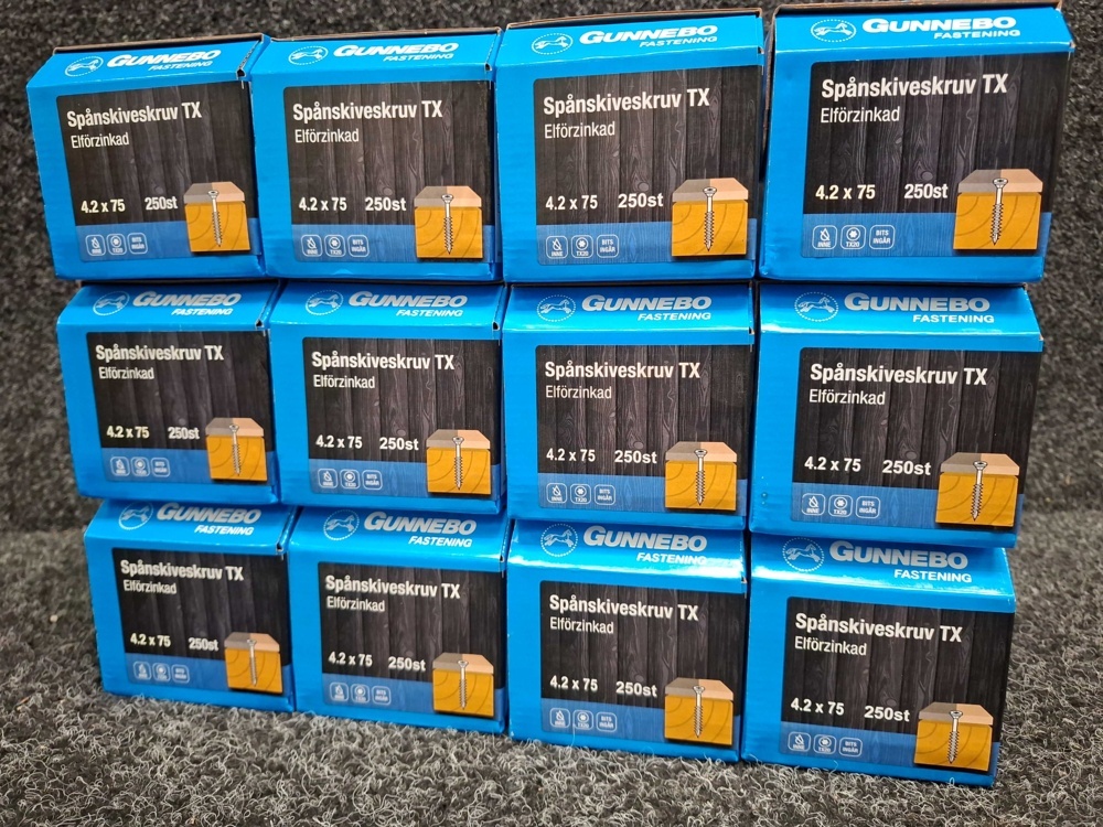 1581579-2 3000 pcs Chipboard screws TX 4.2x75mm, Gunnebo