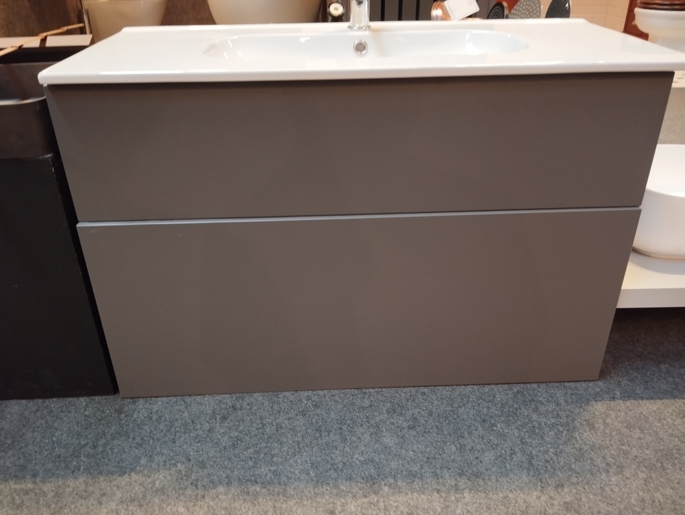 1581329-1 Kommod med tvättställ och blandare - Dansani, 100 × 45 cm, grå