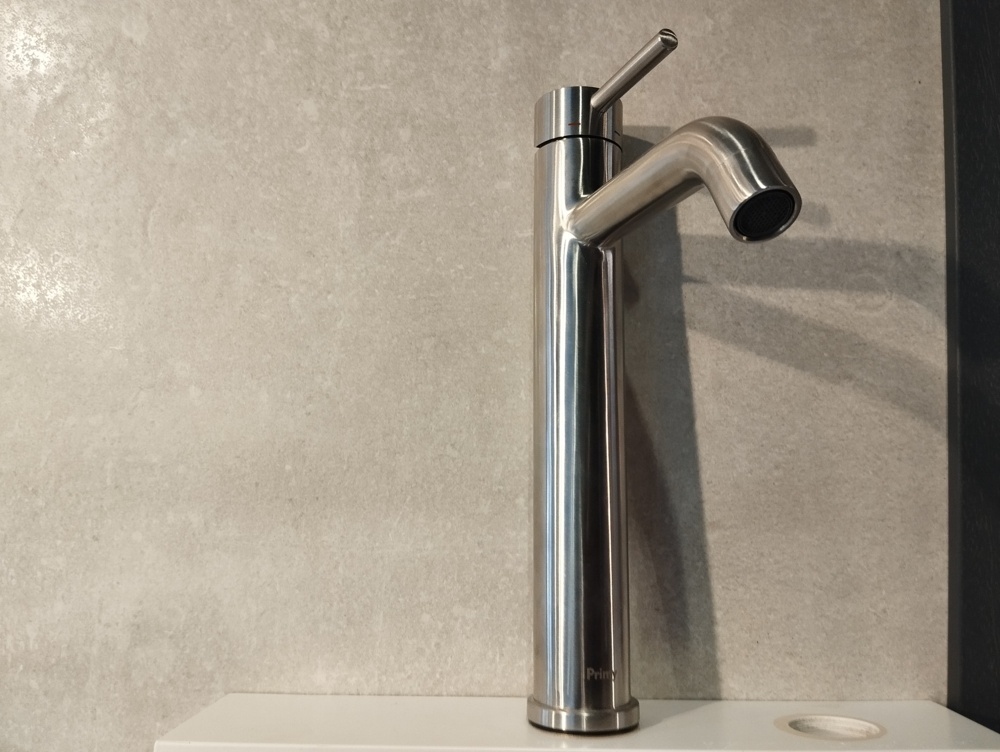 1581337-1 Basin mixer - Scandtap, tall model, brushed stainless steel
