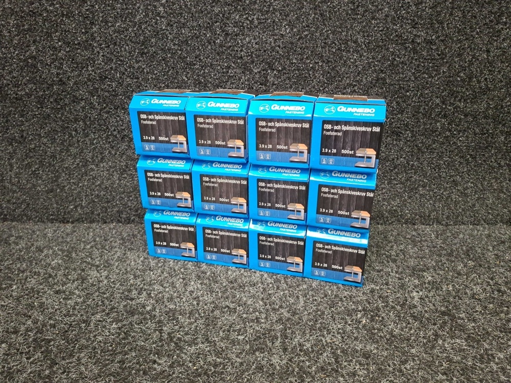 1581589-1 6000 pcs OSB and Chipboard Screws Steel 3.9x28mm, Gunnebo