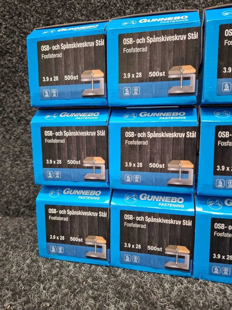 1581589-2 6000 pcs OSB and Chipboard Screws Steel 3.9x28mm, Gunnebo