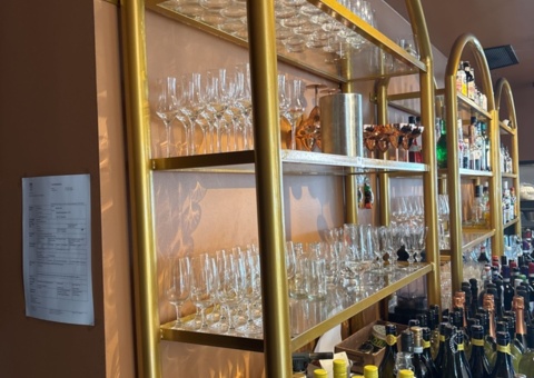 Collection of glass racks for bar
