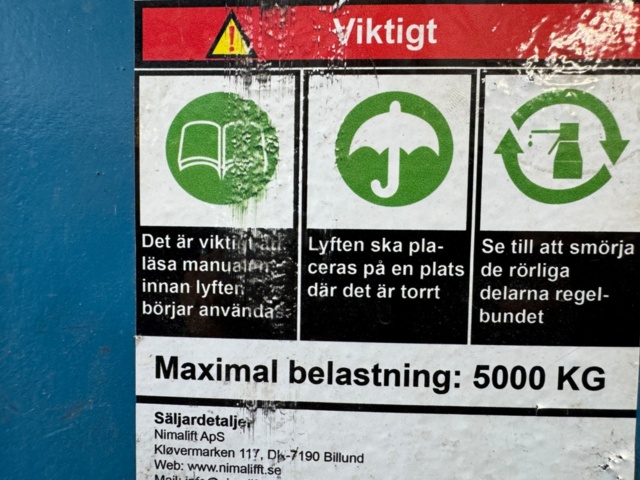 1406085-25 Nimalift billyft – max belastning 5 000 kg