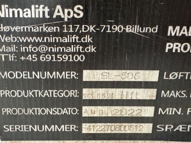 1406085-27 Nimalift billyft – max belastning 5 000 kg