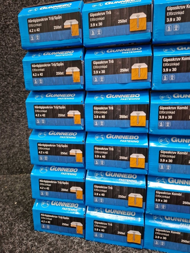 1581594-2 8800 pcs Chipboard screws, Wood screws, Drywall screws etc., Gunnebo