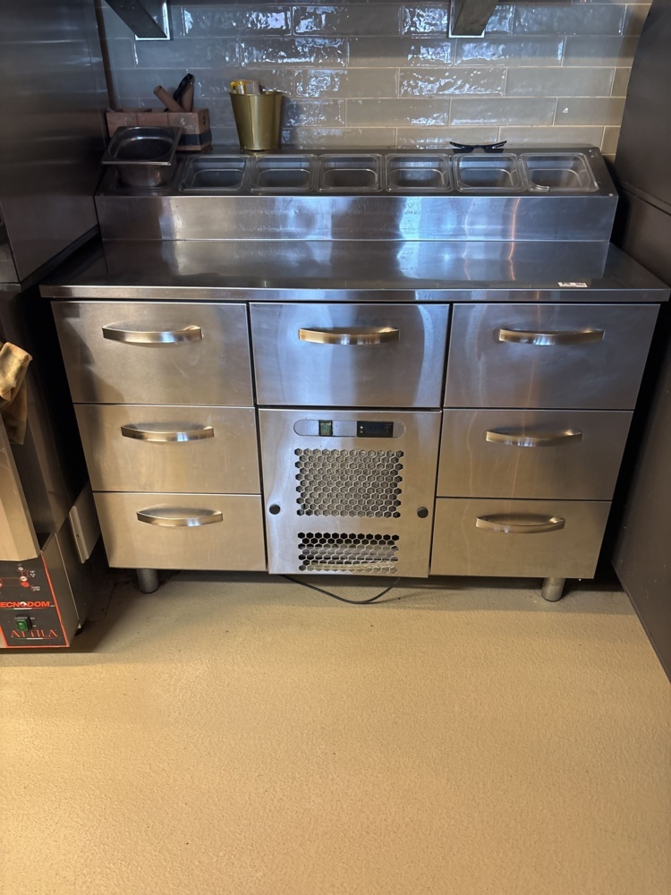 1425982-1 Refrigerated counter with cooling channel and drawers