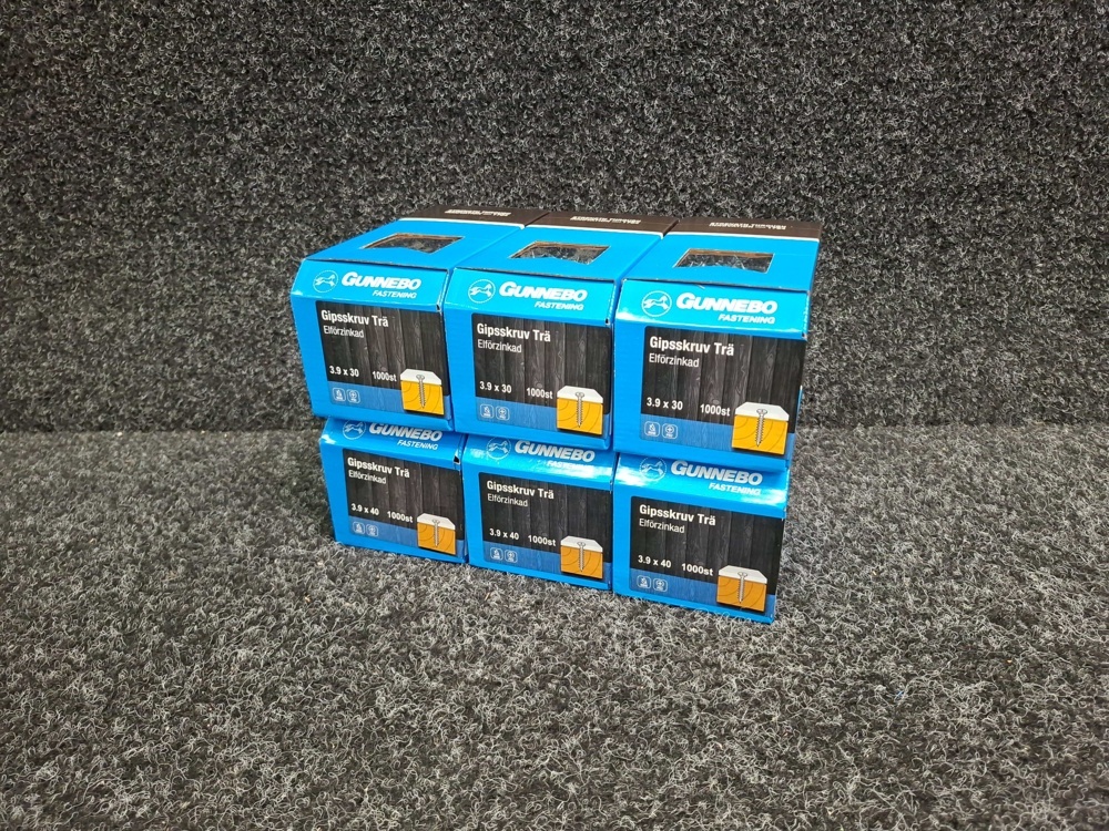 1581597-1 6000 pcs Drywall Screws Wood 3.9x30 & 3.9x40mm, Gunnebo
