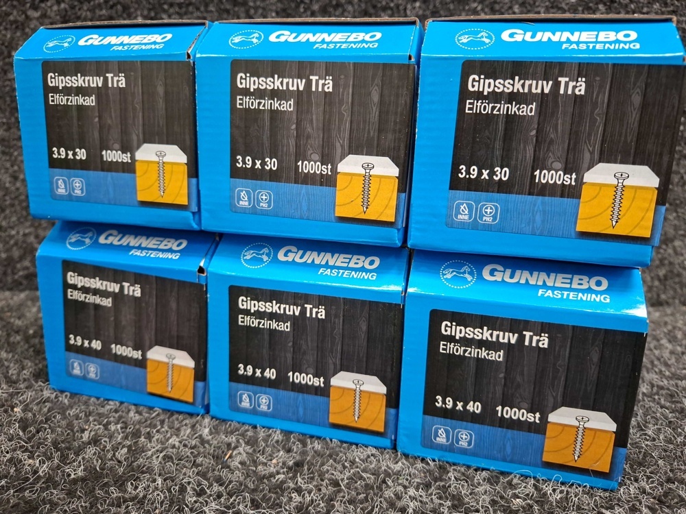 1581597-2 6000 pcs Drywall Screws Wood 3.9x30 & 3.9x40mm, Gunnebo