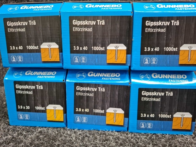 1581598-3 6000 st Gipsskruv Trä 3.9x30 & 3.9x40mm, Gunnebo