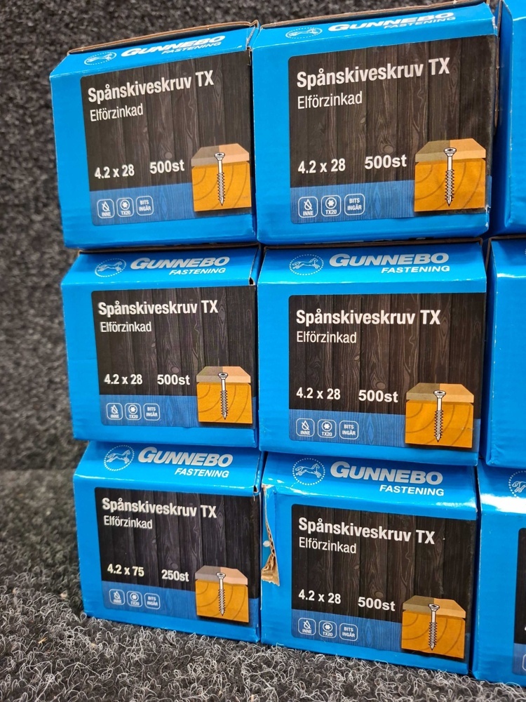 1581601-2 4500 pcs Chipboard screws TX, Gunnebo