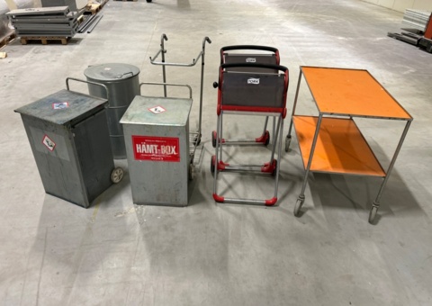 Waste bins, paper holders and trolley