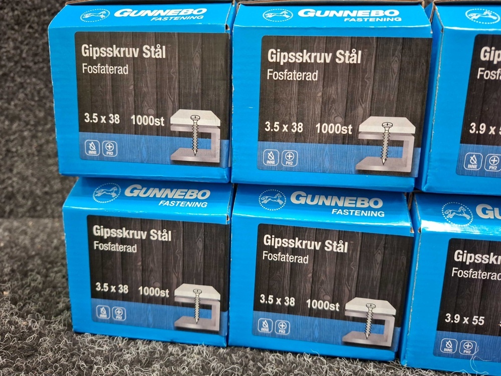 1581604-2 6000 st Gipsskruv Stål 3.9x55 & 3.5x38mm, Gunnebo
