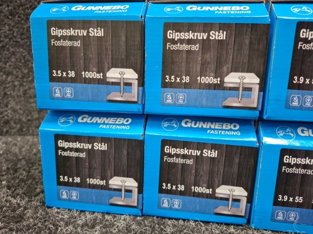1581604-2 6000 st Gipsskruv Stål 3.9x55 & 3.5x38mm, Gunnebo