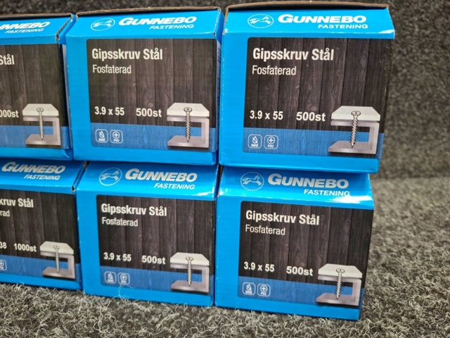 1581604-3 6000 st Gipsskruv Stål 3.9x55 & 3.5x38mm, Gunnebo