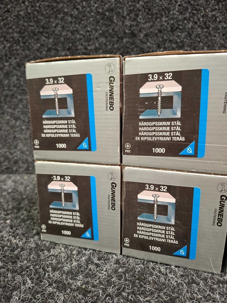1581605-2 6000 pcs Steel Drywall Screws & Steel Drywall Screws 3.9x32 & 3.9x55mm, Gunnebo
