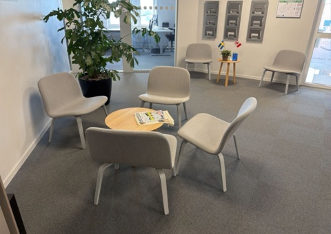 Waiting room furniture - 6 chairs, 2 tables and 3 magazine racks