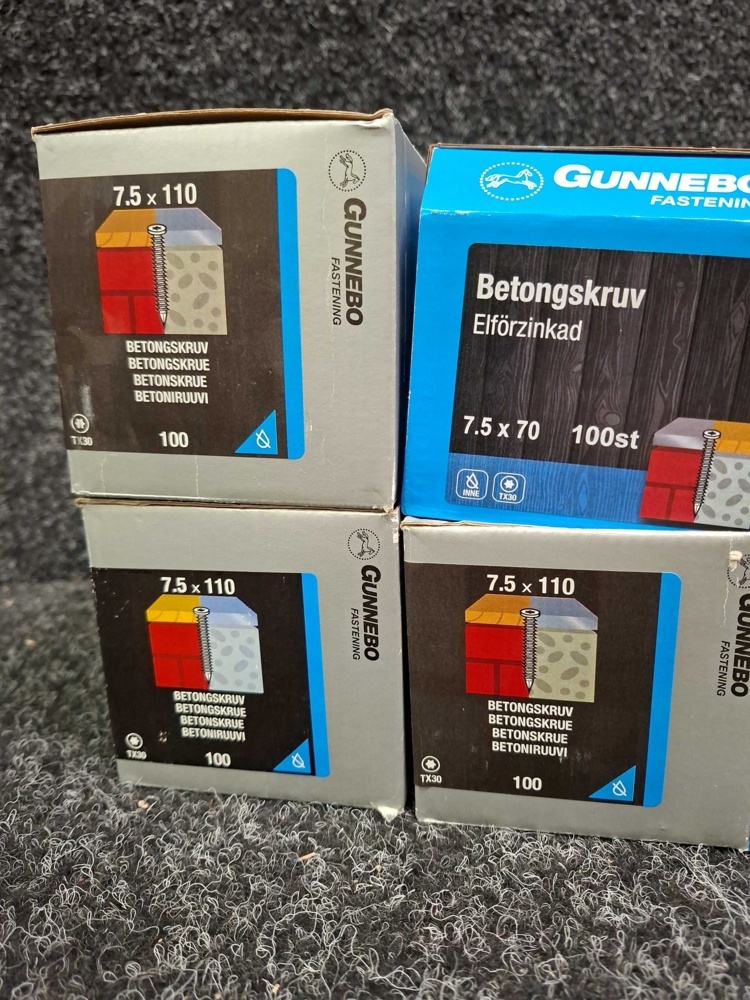 1581609-2 800 pcs Concrete screws 7.5x110 & 7.5x70mm, Gunnebo