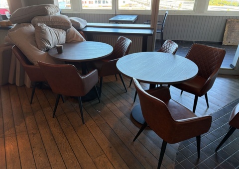 Restaurant furniture with 3 round tables and 12 chairs