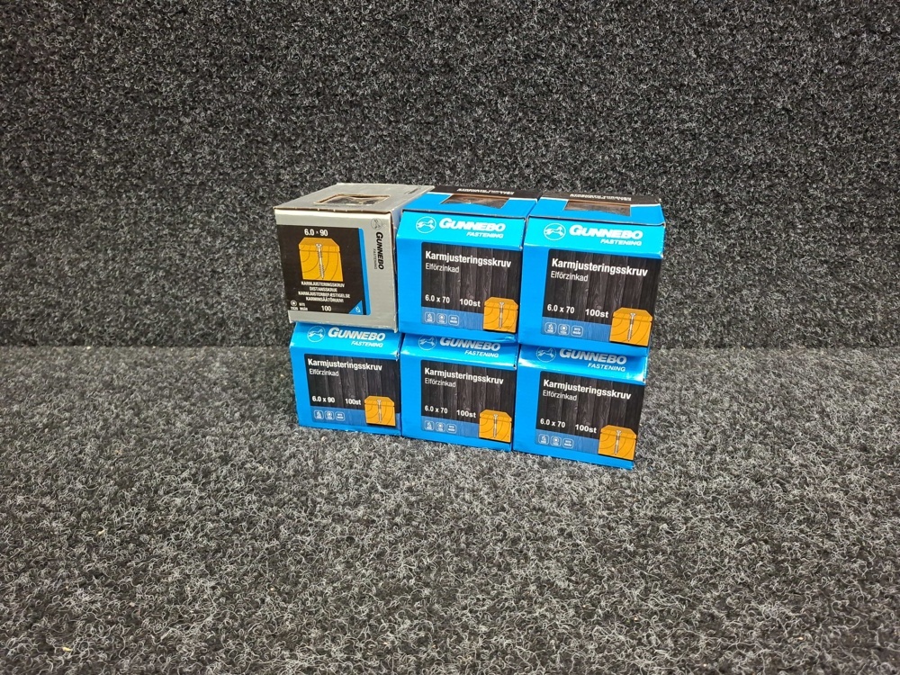 1581618-1 600 pcs Frame adjustment screws 6.0x90 & 6.0x70mm, Gunnebo