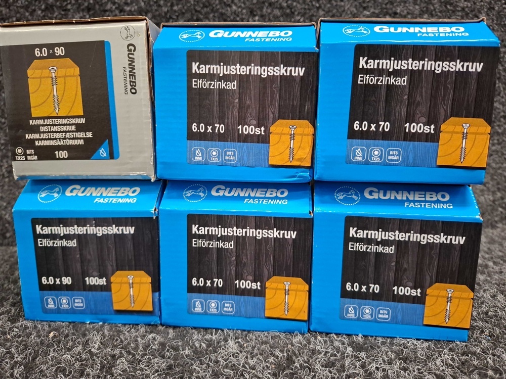 1581618-2 600 pcs Frame adjustment screws 6.0x90 & 6.0x70mm, Gunnebo