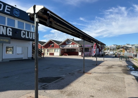 Awning on metal frame - approximately 17 m wide