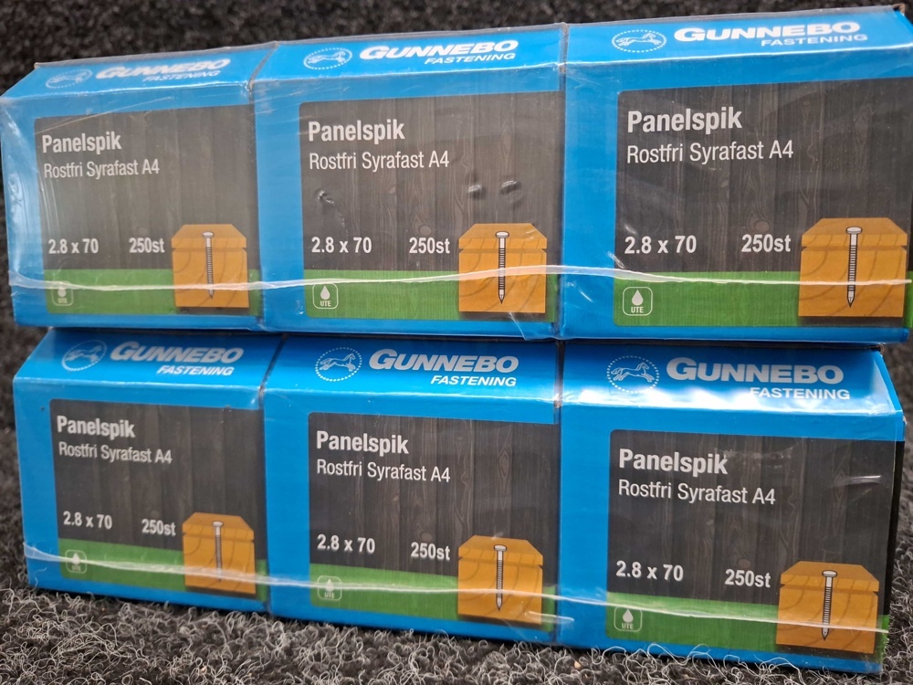 1581630-2 1500 pcs Panel nails Stainless Steel Acid-resistant 2.8x70mm, Gunnebo