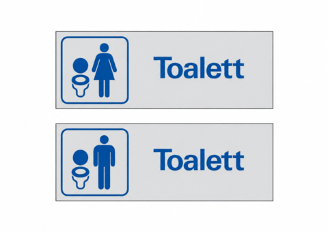 Toalettskyltar, 30 st - Systemtext, dam och herr, aluminium, 225 × 80 mm