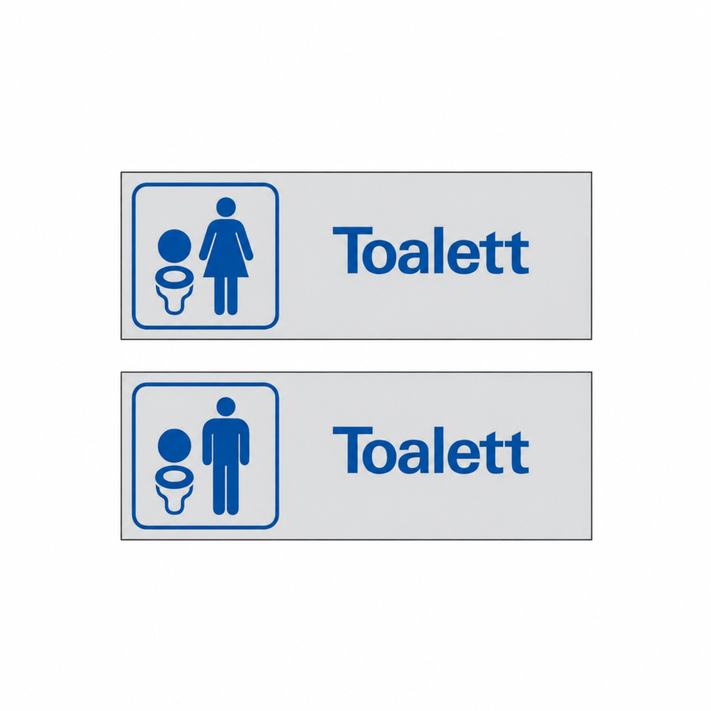 1584587-1 Toalettskyltar, 30 st - Systemtext, dam och herr, aluminium, 225 × 80 mm
