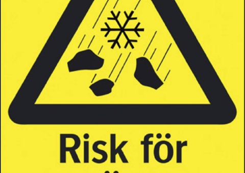 Warning signs, 30 pcs - Systemtext, falling snow and icicles, 210 × 297 mm