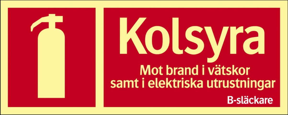 Brandskyltar, 25 st - Systemtext, Kolsyra, 250 × 100 mm på auktion i Skåne, Helsingborg hos PS Auction