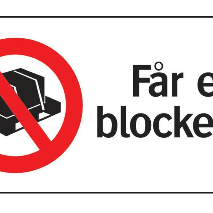 1584603-1 Förbudsskyltar, 25 st - Systemtext, Får ej blockeras, 210 × 105 mm