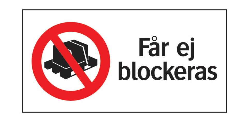 Förbudsskyltar, 25 st - Systemtext, Får ej blockeras, 210 × 105 mm på auktion i Skåne, Helsingborg hos PS Auction