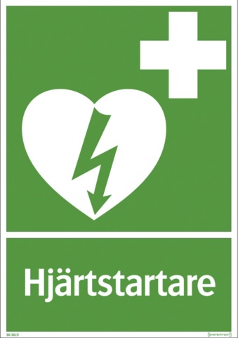 Hjärtstartarskyltar, 30 st - Systemtext, Hjärtstartare, 210 × 297 mm på auktion i Skåne, Helsingborg hos PS Auction
