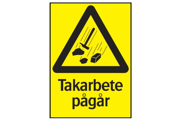 Varningsskyltar, 30 st - Systemtext, Takarbete pågår, 210 × 297 mm på auktion i Skåne, Helsingborg hos PS Auction