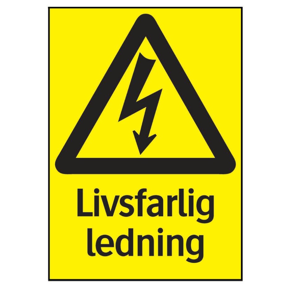 1584615-1 Varningsskyltar, 30 st - Systemtext, Livsfarlig ledning, 105 × 148 mm